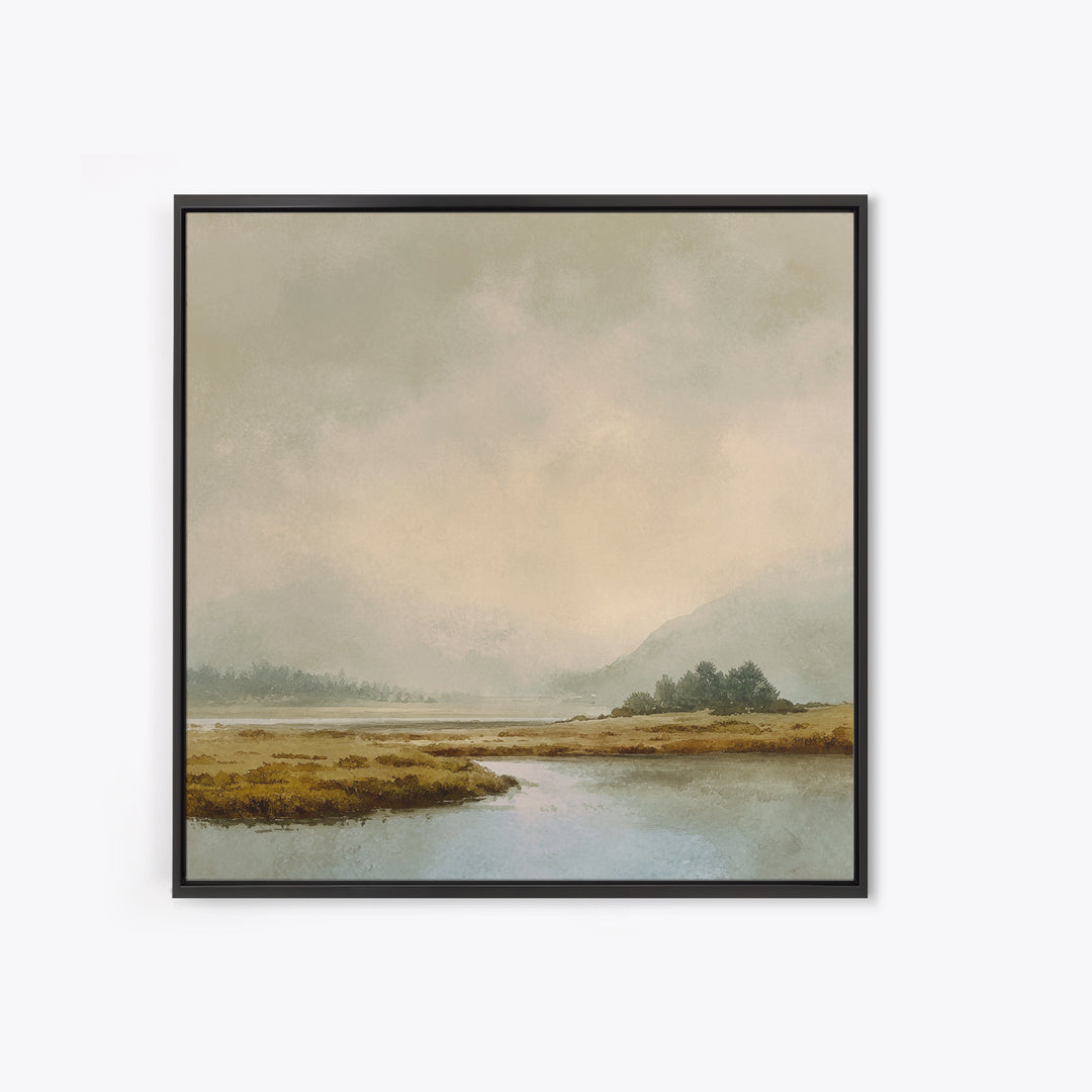 Soft Mountain Horizon Framed Canvas Print, Guest Bedroom Art, Bedroom Decor, Oil Painting, Guest, Above Bed Decor, GBA-1x1-7