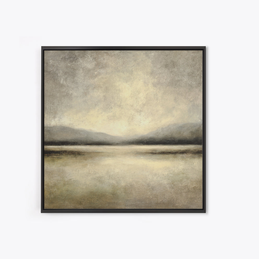 Gentle Rain over Distant Hills Framed Canvas Print, Guest Bedroom Art, Minimalist Wall Art, Bedroom Decor, Abstract Art, Guest, GBA-1x1-72
