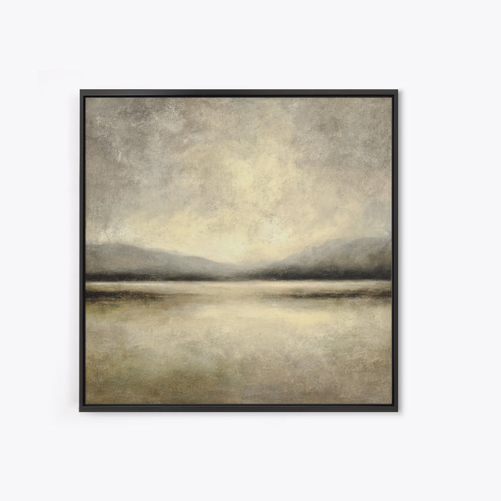 Gentle Rain over Distant Hills Framed Canvas Print, Guest Bedroom Art, Minimalist Wall Art, Bedroom Decor, Abstract Art, Guest, GBA-1x1-72