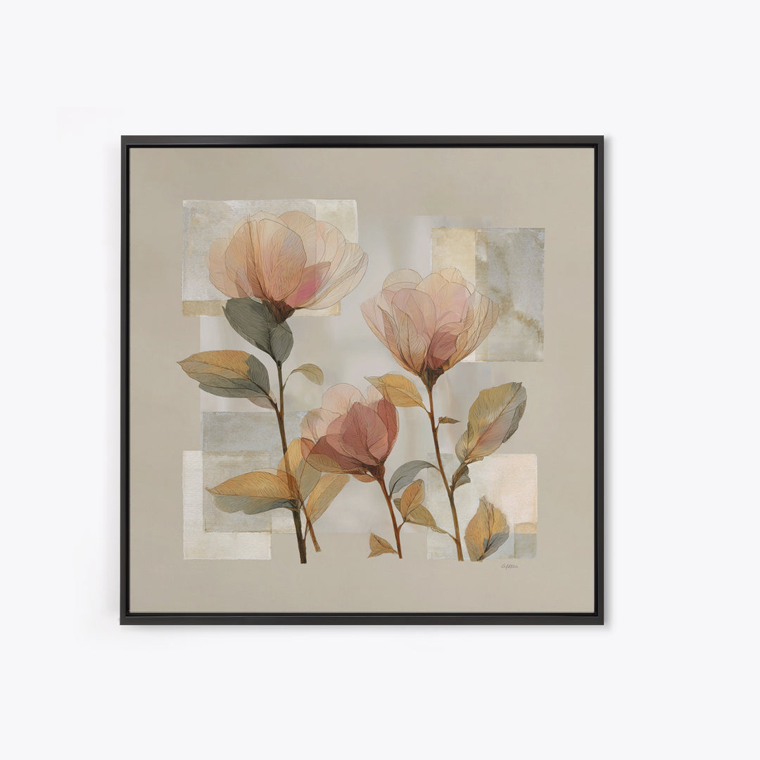 Gentle Botanical Line Drawing Trio Framed Canvas Print, Guest Bedroom Art, Gallery Decor, Bedroom Decor, Fine Art, Guest, GBA-1x1-78