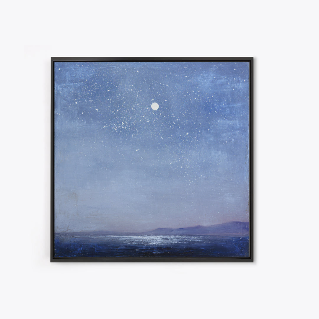 Minimal Moon and Stars Composition Framed Canvas Print, Guest Bedroom Art, Textured Painting, Bedroom Decor, Fine Art, Guest, GBA-1x1-88