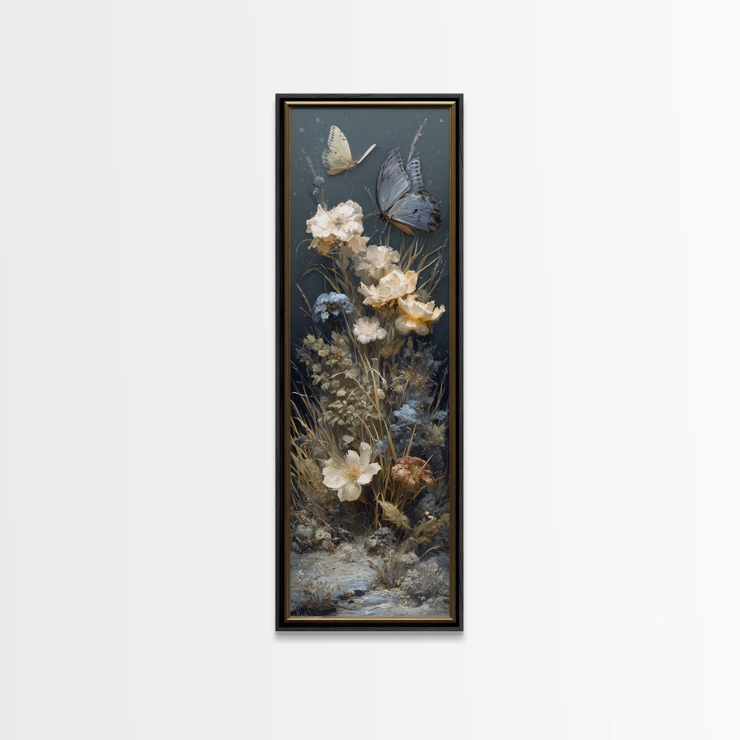 Garden Butterfly and Flowers Specimen Study Canvas Print, Guest Bedroom Art, New Home Gift, Bedroom Decor, Fine Art, Guest, GBA-1x3-11
