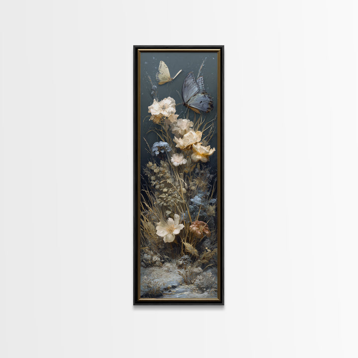 Garden Butterfly and Flowers Specimen Study Canvas Print, Guest Bedroom Art, New Home Gift, Bedroom Decor, Fine Art, Guest, GBA-1x3-11