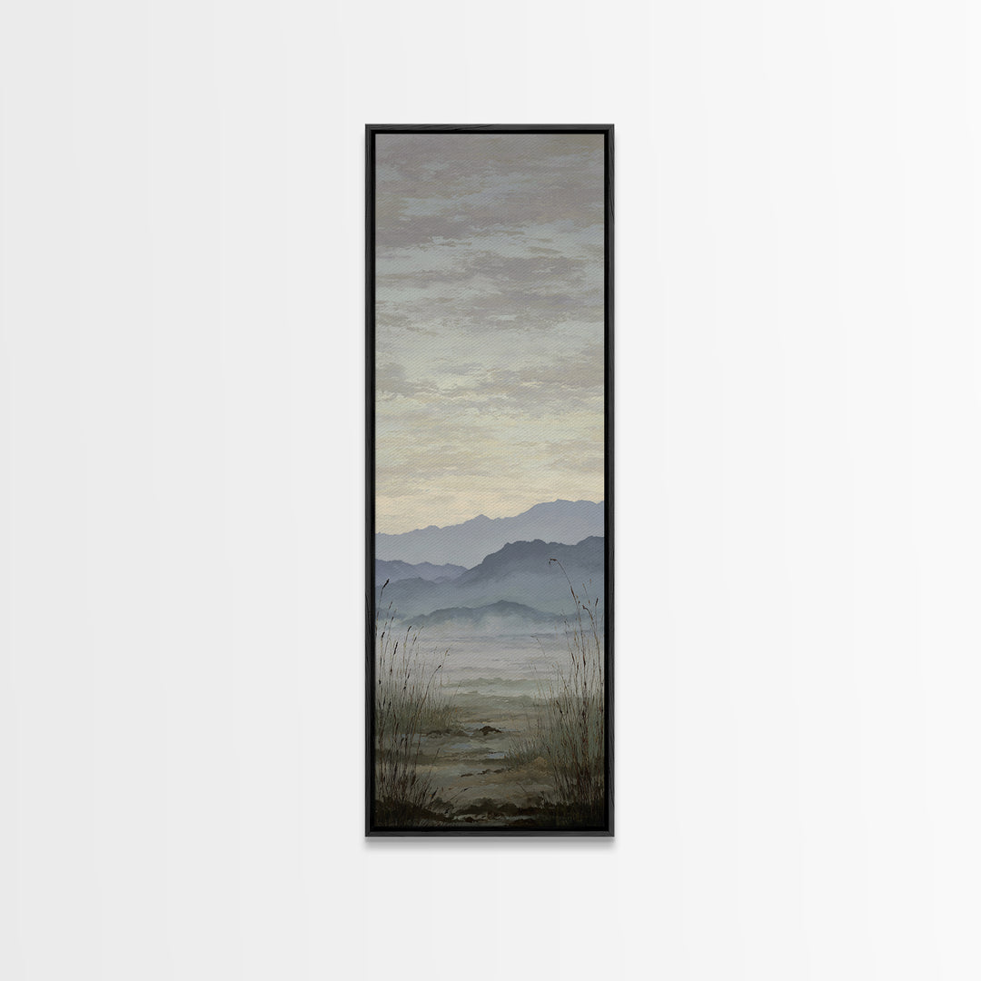 Soft Mountain Horizon Framed Canvas Print, Guest Bedroom Art, Poster, Bedroom Decor, Oil Painting, Guest, Farmhouse Decor, GBA-1x3-19