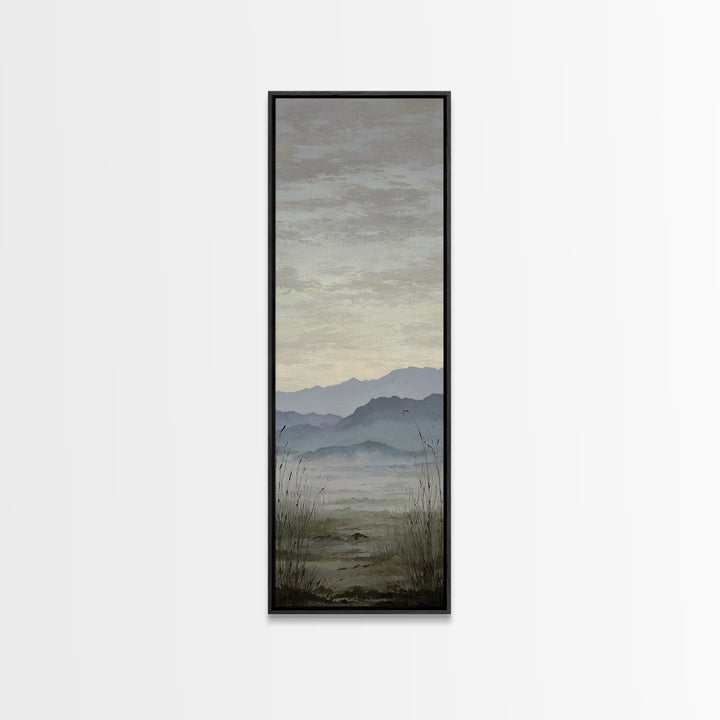 Soft Mountain Horizon Framed Canvas Print, Guest Bedroom Art, Poster, Bedroom Decor, Oil Painting, Guest, Farmhouse Decor, GBA-1x3-19