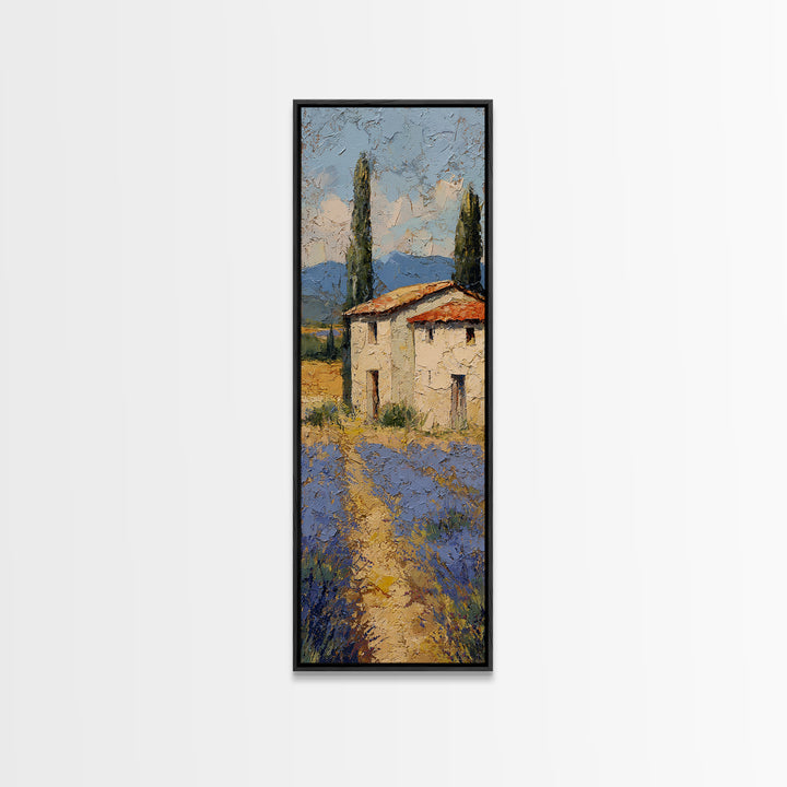Lavender Field under Pale Sky Framed Canvas Print, Guest Bedroom Art, Prints, Bedroom Decor, Watercolor Art, Guest 331, GBA-1x3-31
