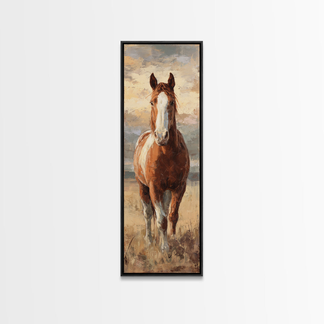 Quiet Horse Pasture at Sunset Canvas Print, Guest Bedroom Art, Bedroom Decor, Fine Art, Guest, Above Bed Decor, Funky Wall Art, GBA-1x3-33