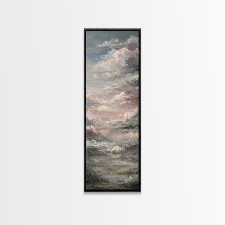 Romantic Cloudscape in Blush and Ivory Framed Canvas Print, Guest Bedroom Art, Wall Art Prints, Bedroom Decor, Fine Art, Guest, GBA-1x3-47
