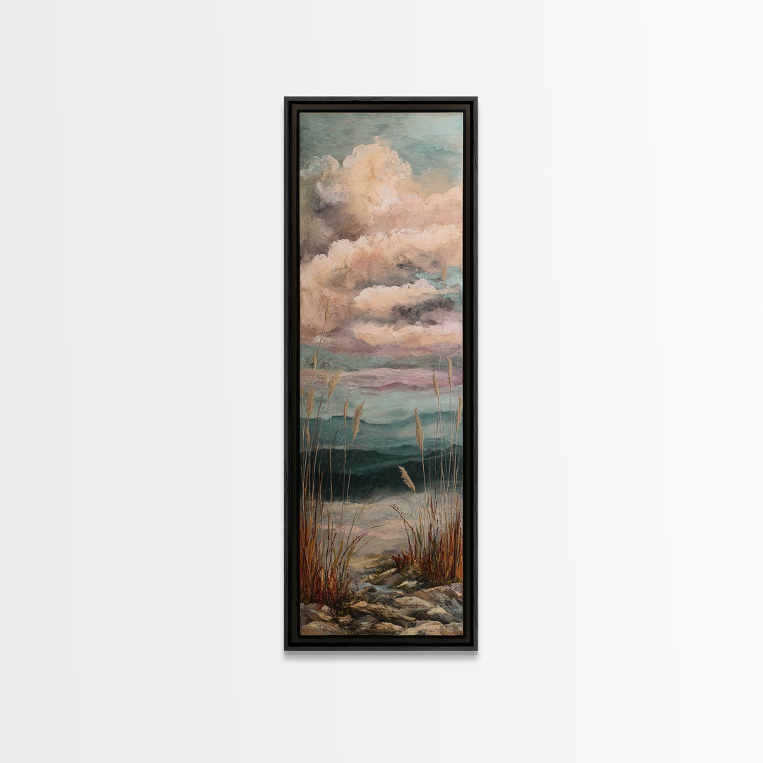 Romantic Cloudscape in Blush and Ivory Framed Canvas Print, Guest Bedroom Art, Bedroom Wall Decor, Bedroom Decor, Guest, GBA-1x3-71