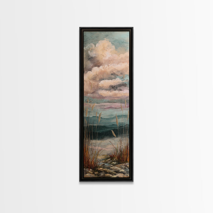 Romantic Cloudscape in Blush and Ivory Framed Canvas Print, Guest Bedroom Art, Bedroom Wall Decor, Bedroom Decor, Guest, GBA-1x3-71
