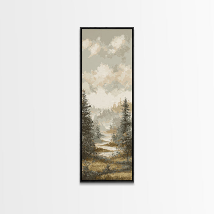 Monochrome Forest Silhouette Canvas Print, Guest Bedroom Art, Prints, Bedroom Decor, Oil Painting, Guest 373, Set of Wall Art, GBA-1x3-73