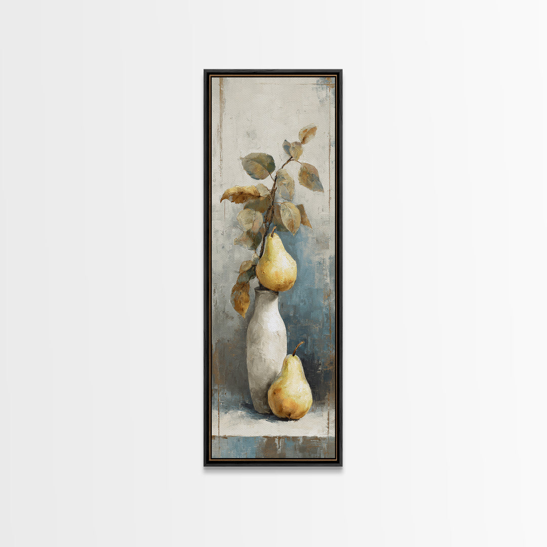 Classic Pear Still Life for Cozy Hospitality Framed Canvas Print, Guest Bedroom Art, Statement Artwork, Bedroom Decor, Guest, GBA-1x3-8