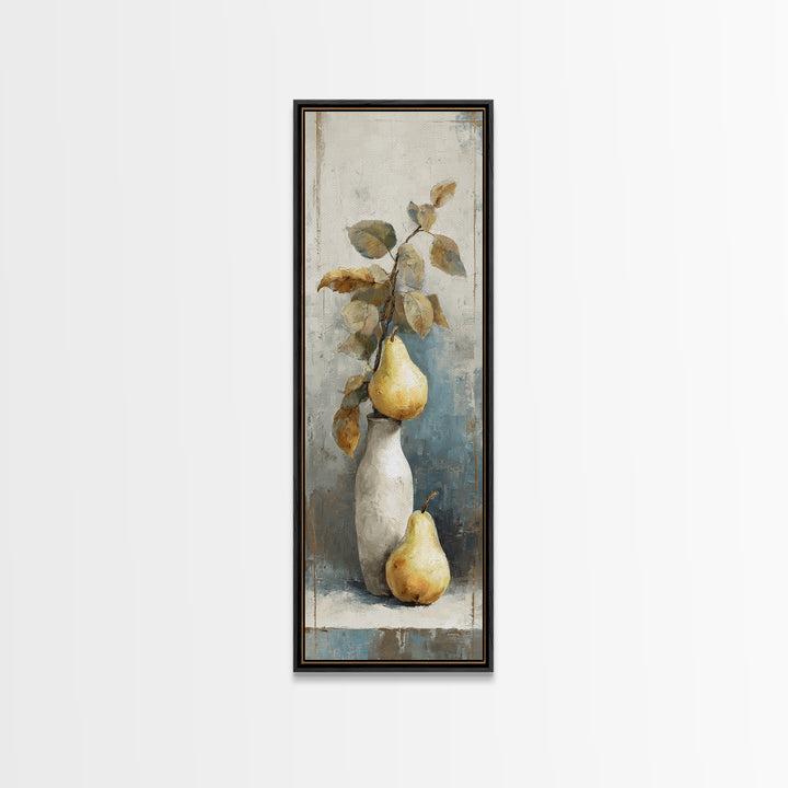 Classic Pear Still Life for Cozy Hospitality Framed Canvas Print, Guest Bedroom Art, Statement Artwork, Bedroom Decor, Guest, GBA-1x3-8