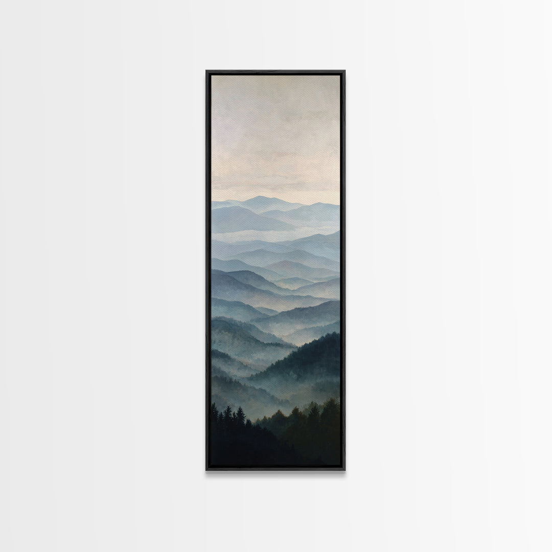 Soft Mountain Horizon Framed Canvas Print, Guest Bedroom Art, Minimalist Wall Art, Bedroom Decor, Fine Art, Guest, Luxury Decor, GBA-1x3-91
