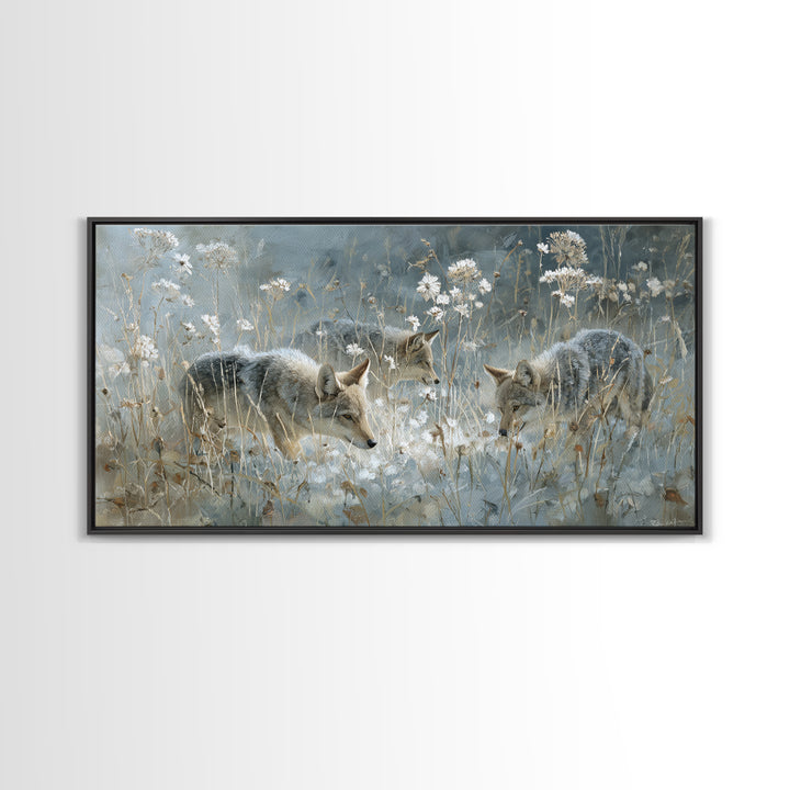 Sunlit Meadow with Delicate Flowers Framed Canvas Print, Guest Bedroom Art, Living Room Wall Art, Bedroom Decor, Guest, GBA-2x1-11