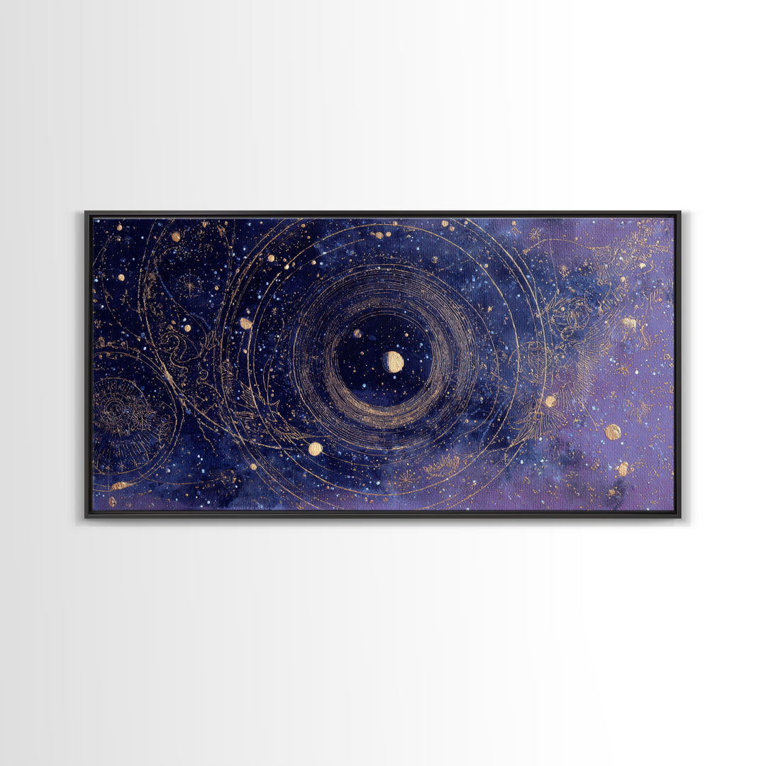 Minimal Moon and Stars Composition Framed Canvas Print, Guest Bedroom Art, Art Print, Bedroom Decor, Fine Art, Guest, GBA-2x1-12