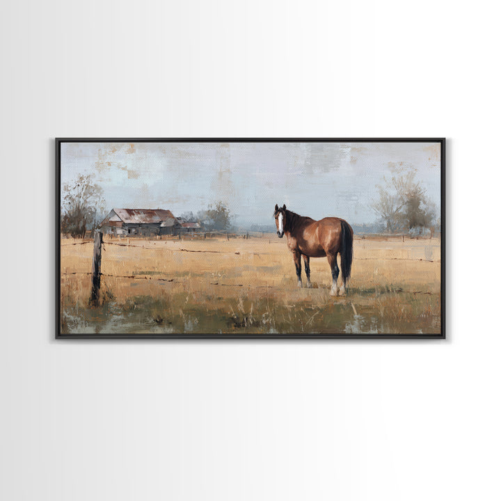 Quiet Horse Pasture at Sunset Canvas Print, Guest Bedroom Art, Contemporary Art, Bedroom Decor, Fine Art, Guest, Digital Print, GBA-2x1-17