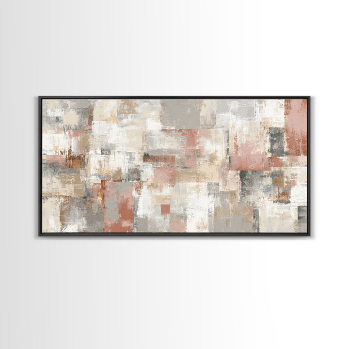 Warm Terracotta Shapes Framed Canvas Print, Guest Bedroom Art, Statement Artwork, Bedroom Decor, Abstract Art, Guest, GBA-2x1-18