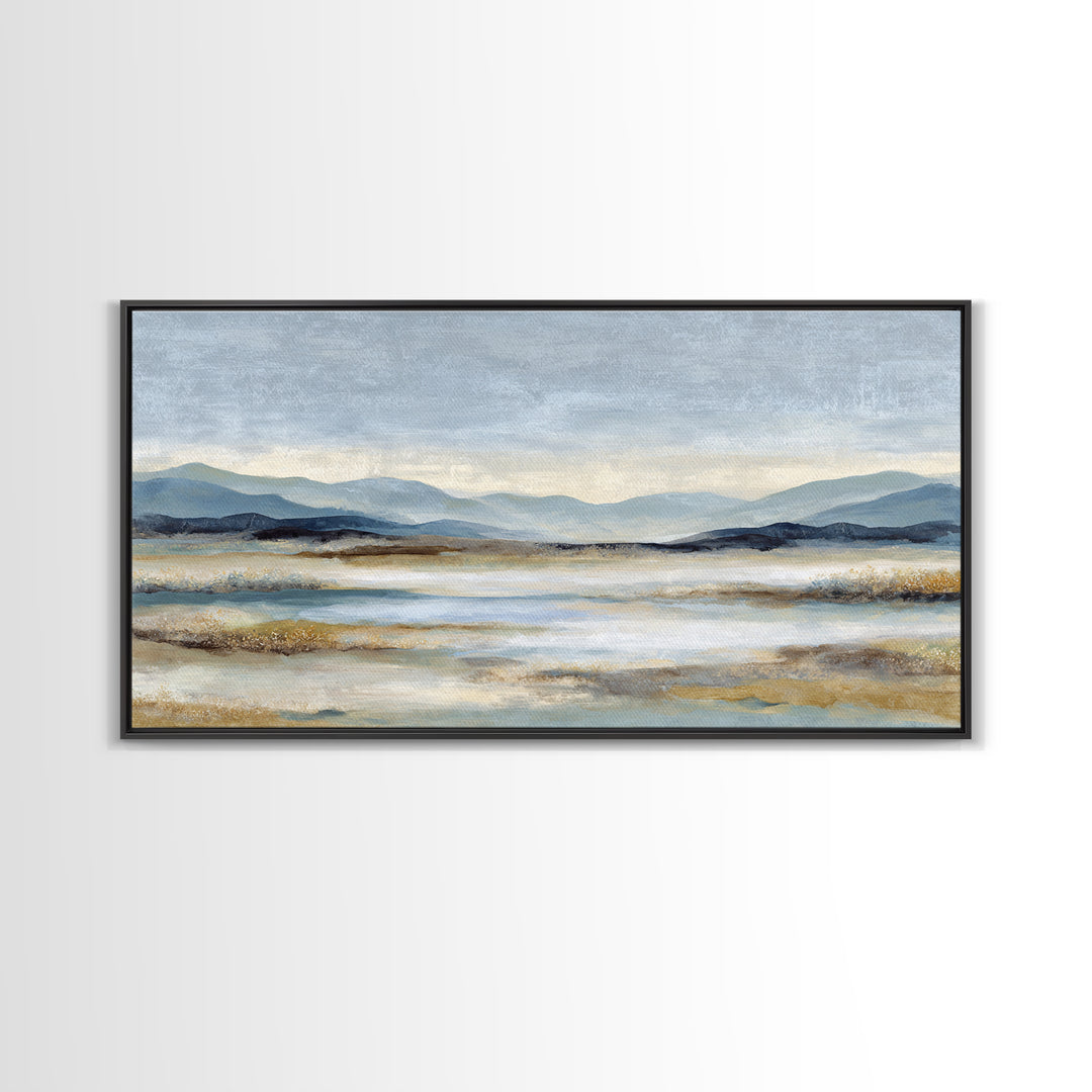 Gentle Rain over Distant Hills Framed Canvas Print, Guest Bedroom Art, Statement Artwork, Bedroom Decor, Fine Art, Guest, GBA-2x1-20