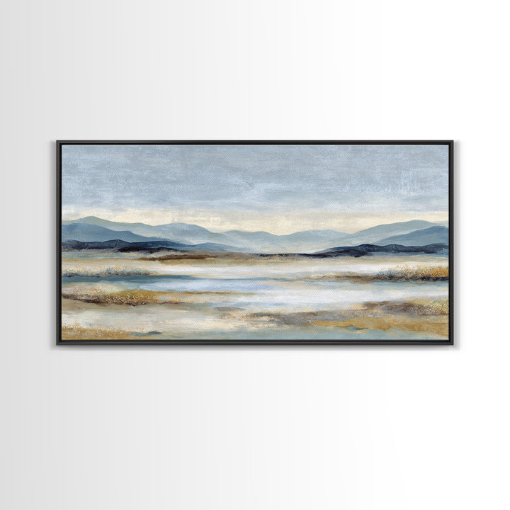 Gentle Rain over Distant Hills Framed Canvas Print, Guest Bedroom Art, Statement Artwork, Bedroom Decor, Fine Art, Guest, GBA-2x1-20
