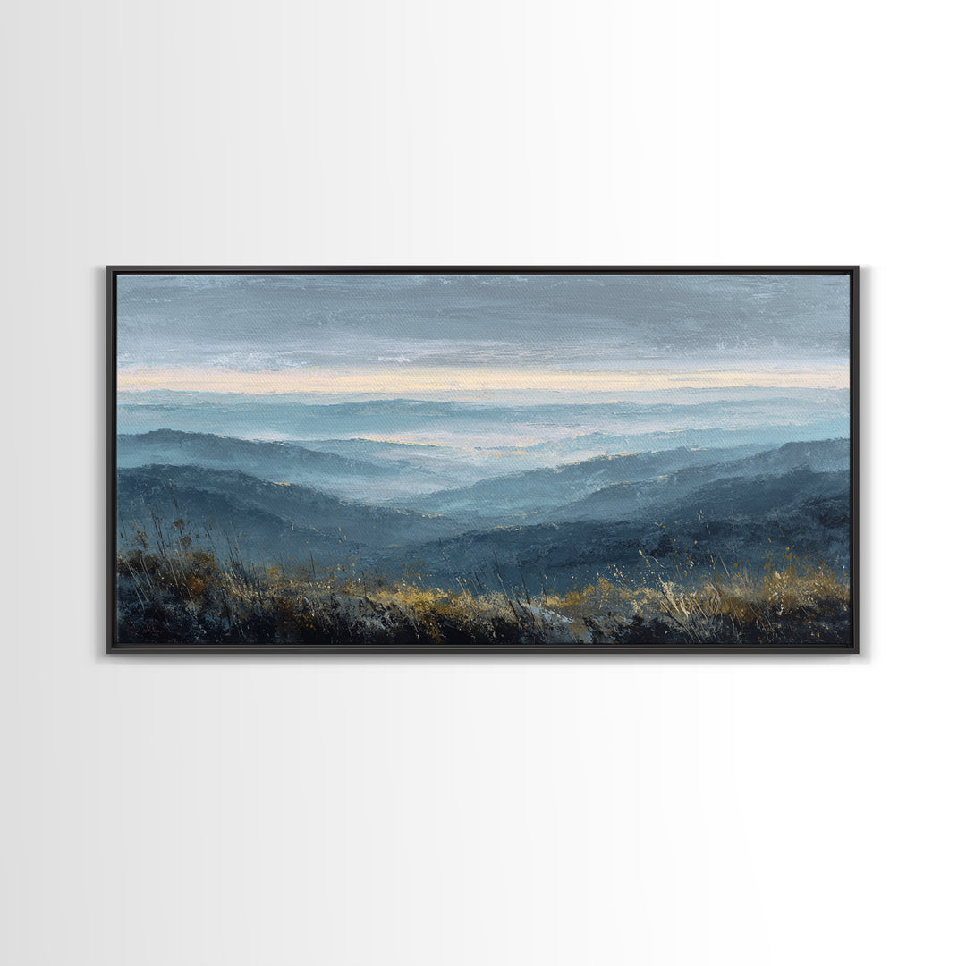Soft Mountain Horizon Framed Canvas Print, Guest Bedroom Art, Fine Art Print, Bedroom Decor, Fine Art, Guest, Poster, GBA-2x1-27
