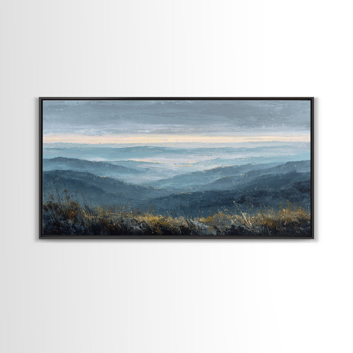 Soft Mountain Horizon Framed Canvas Print, Guest Bedroom Art, Fine Art Print, Bedroom Decor, Fine Art, Guest, Poster, GBA-2x1-27