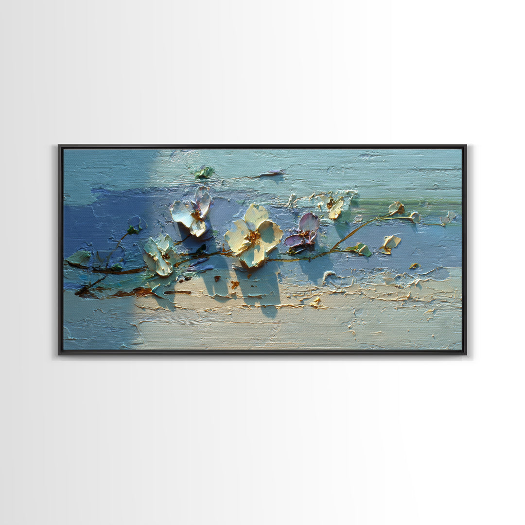 Garden Butterfly and Flowers Specimen Study Framed Canvas Print, Guest Bedroom Art, Prints, Bedroom Decor, Oil Painting, Guest, GBA-2x1-43