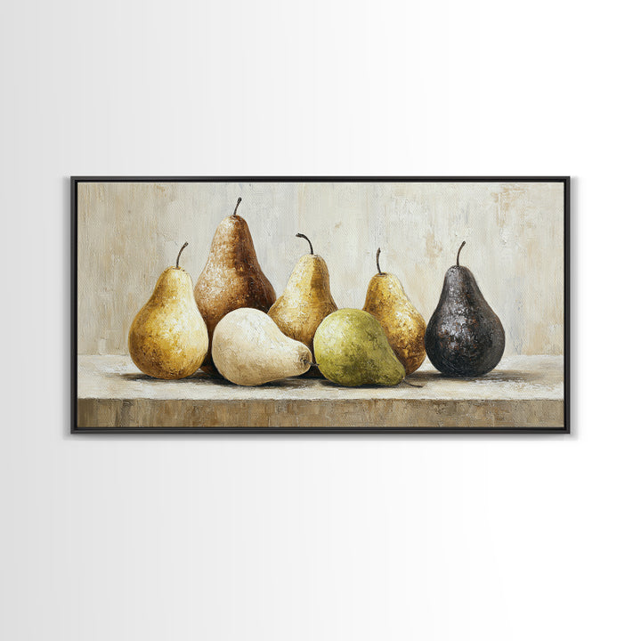 Classic Pear Still Life for Cozy Hospitality Framed Canvas Print, Guest Bedroom Art, New Home Gift, Bedroom Decor, Guest, GBA-2x1-88