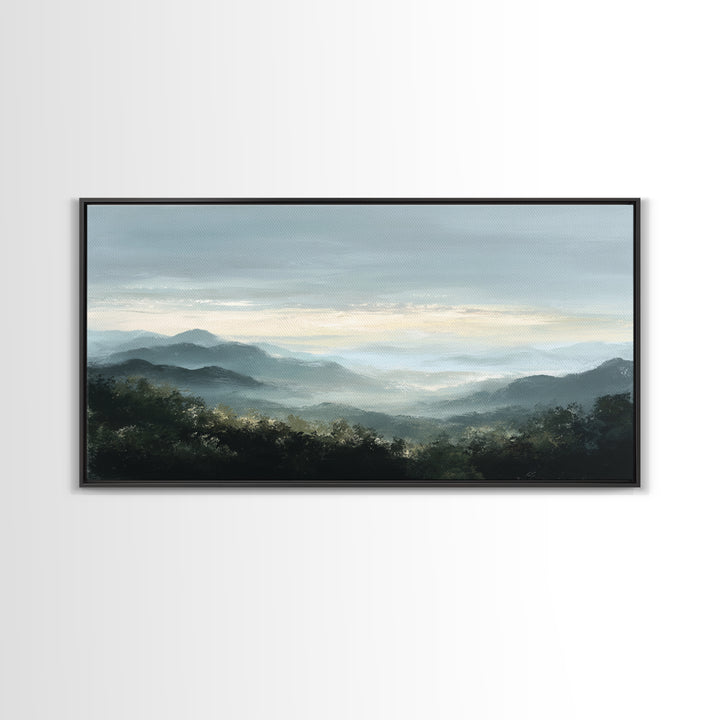 Soft Mountain Horizon Framed Canvas Print, Guest Bedroom Art, Farmhouse Decor, Bedroom Decor, Fine Art, Guest, Trendy Wall Art, GBA-2x1-99