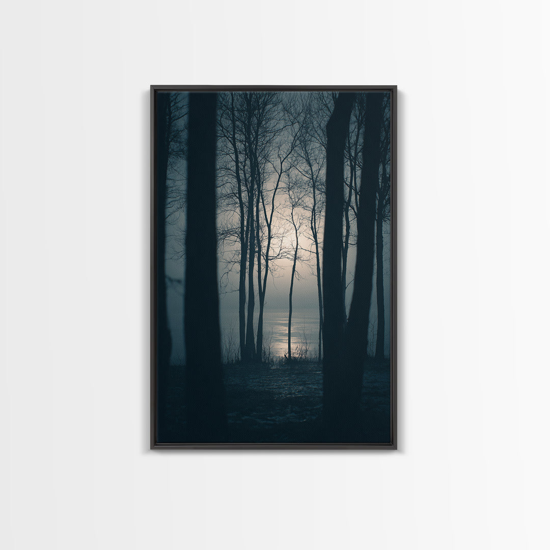 Monochrome Forest Silhouette Framed Canvas Print, Guest Bedroom Art, Contemporary Art, Bedroom Decor, Fine Art, Guest, GBA-2x3-21