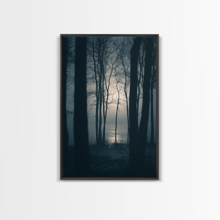 Monochrome Forest Silhouette Framed Canvas Print, Guest Bedroom Art, Contemporary Art, Bedroom Decor, Fine Art, Guest, GBA-2x3-21