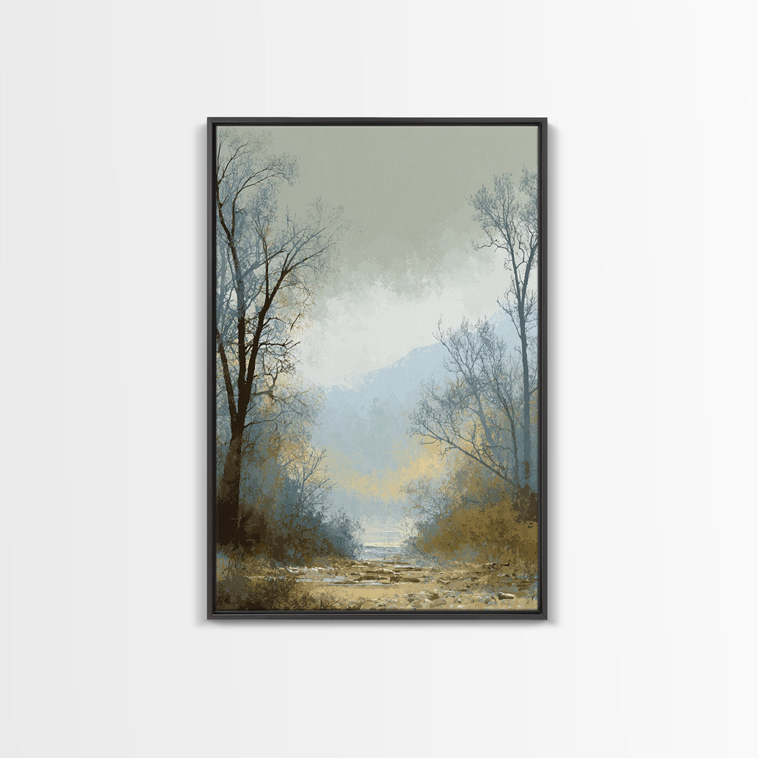 Monochrome Forest Silhouette Canvas Print, Guest Bedroom Art, Prints, Bedroom Decor, Oil Painting, Guest 445, Set of Wall Art, GBA-2x3-45