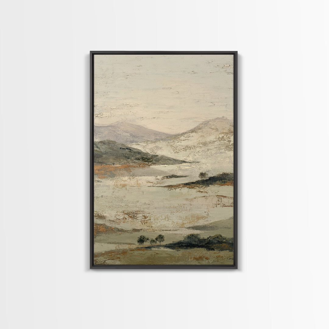 Gentle Rain over Distant Hills Framed Canvas Print, Guest Bedroom Art, Neutral Decor, Bedroom Decor, Abstract Art, Guest, GBA-2x3-56