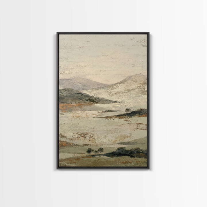 Gentle Rain over Distant Hills Framed Canvas Print, Guest Bedroom Art, Neutral Decor, Bedroom Decor, Abstract Art, Guest, GBA-2x3-56