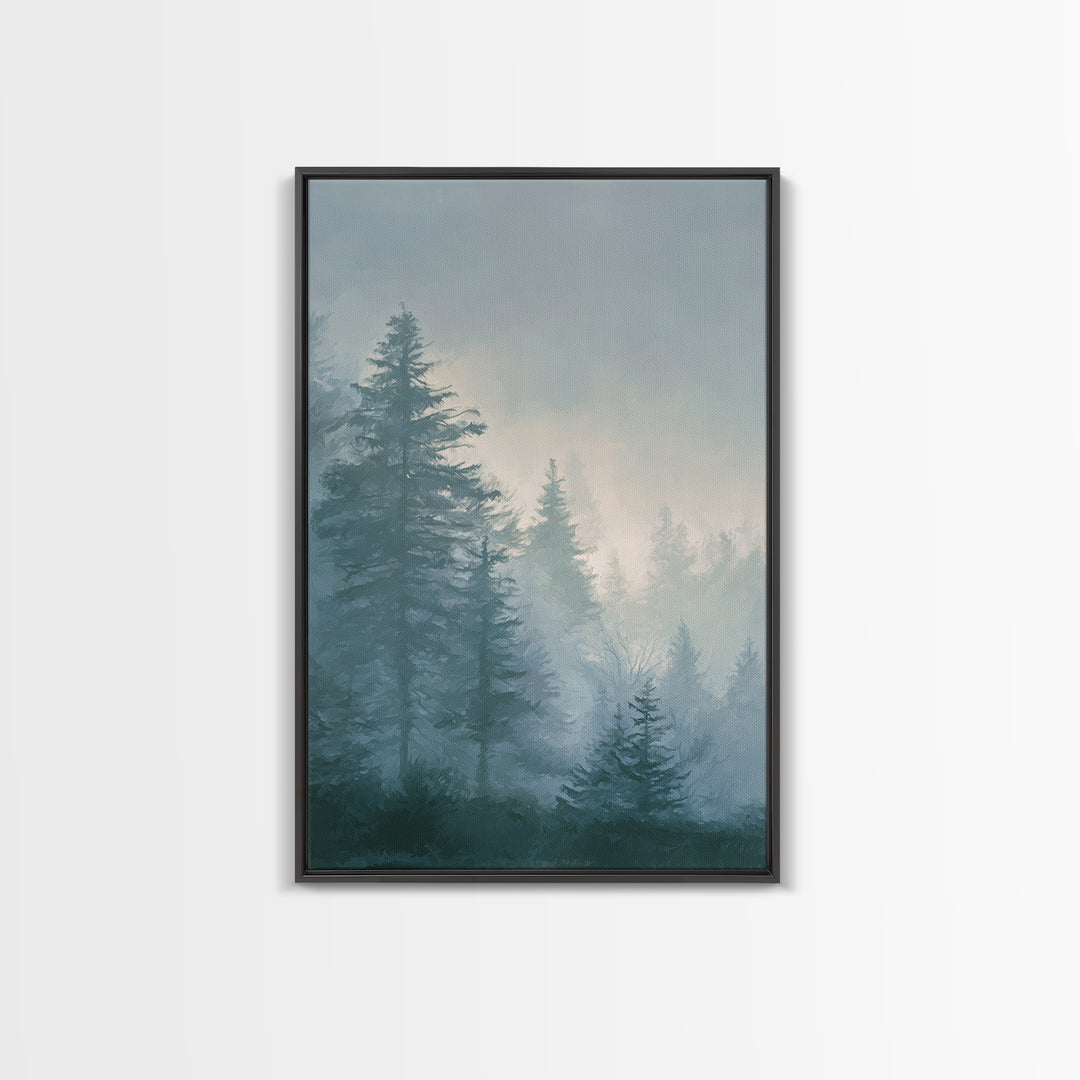 Monochrome Forest Silhouette Framed Canvas Print, Guest Bedroom Art, Bedroom Decor, Fine Art, Guest, Above Bed Decor, GBA-2x3-69
