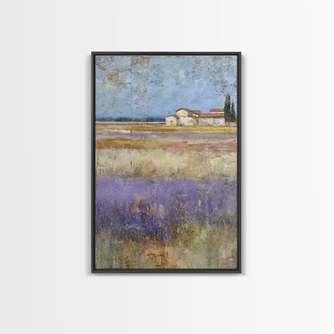 Lavender Field under Pale Sky Framed Canvas Print, Guest Bedroom Art, Home, Bedroom Decor, Fine Art, Guest, Bedroom Wall Art, GBA-2x3-75