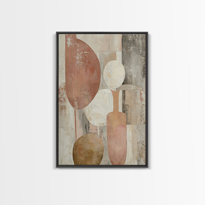 Warm Terracotta Shapes Framed Canvas Print, Guest Bedroom Art, Digital Prints, Bedroom Decor, Abstract Art, Guest, GBA-2x3-78