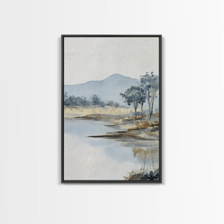 Gentle Rain over Distant Hills Framed Canvas Print, Guest Bedroom Art, Bedroom Wall Decor, Bedroom Decor, Oil Painting, Guest, GBA-2x3-8
