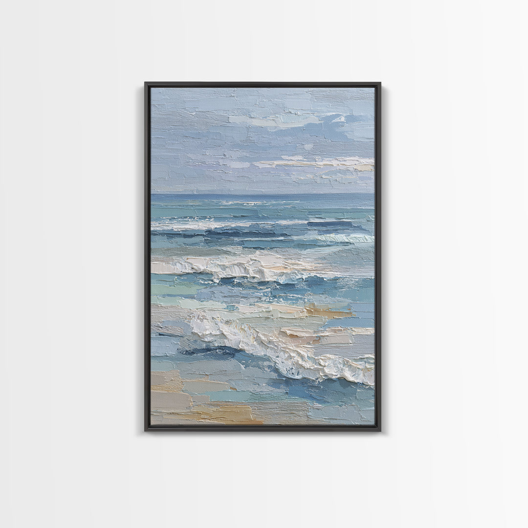 Coastal Dunes in Pale Blue and Sand Framed Canvas Print, Guest Bedroom Art, Farmhouse Decor, Bedroom Decor, Fine Art, Guest, GBA-2x3-85