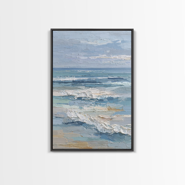 Coastal Dunes in Pale Blue and Sand Framed Canvas Print, Guest Bedroom Art, Farmhouse Decor, Bedroom Decor, Fine Art, Guest, GBA-2x3-85