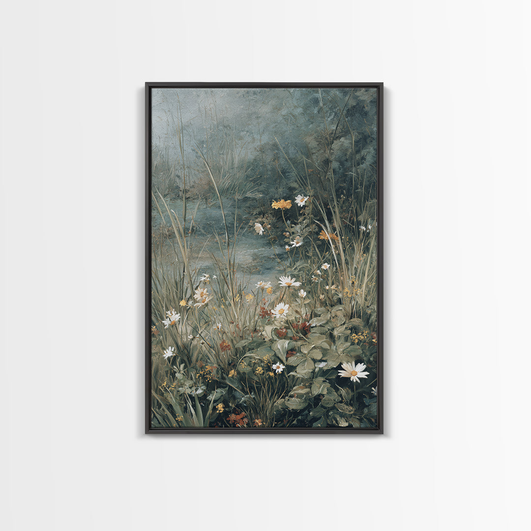 Sunlit Meadow with Delicate Flowers Canvas Print, Guest Bedroom Art, Set of 3 Wall Art, Bedroom Decor, Watercolor Art, Guest, GBA-2x3-95