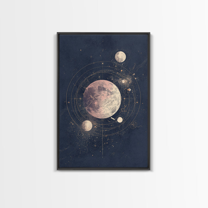 Minimal Moon and Stars Composition Canvas Print, Guest Bedroom Art, Wall Art Prints, Bedroom Decor, Guest, Cat Wall Art, GBA-2x3-96