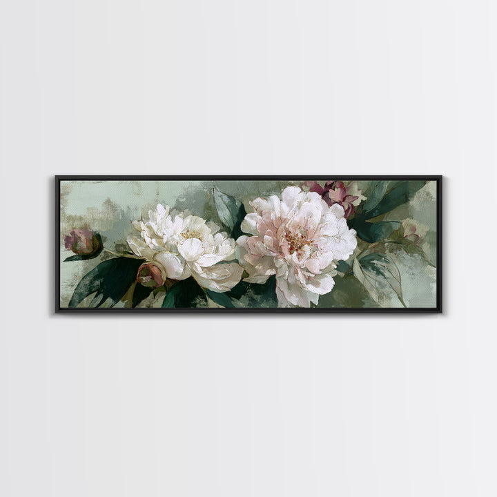Neutral Peony Painting Framed Canvas Print, Guest Bedroom Art, Printable Art, Bedroom Decor, Abstract Art, Guest, GBA-3x1-1