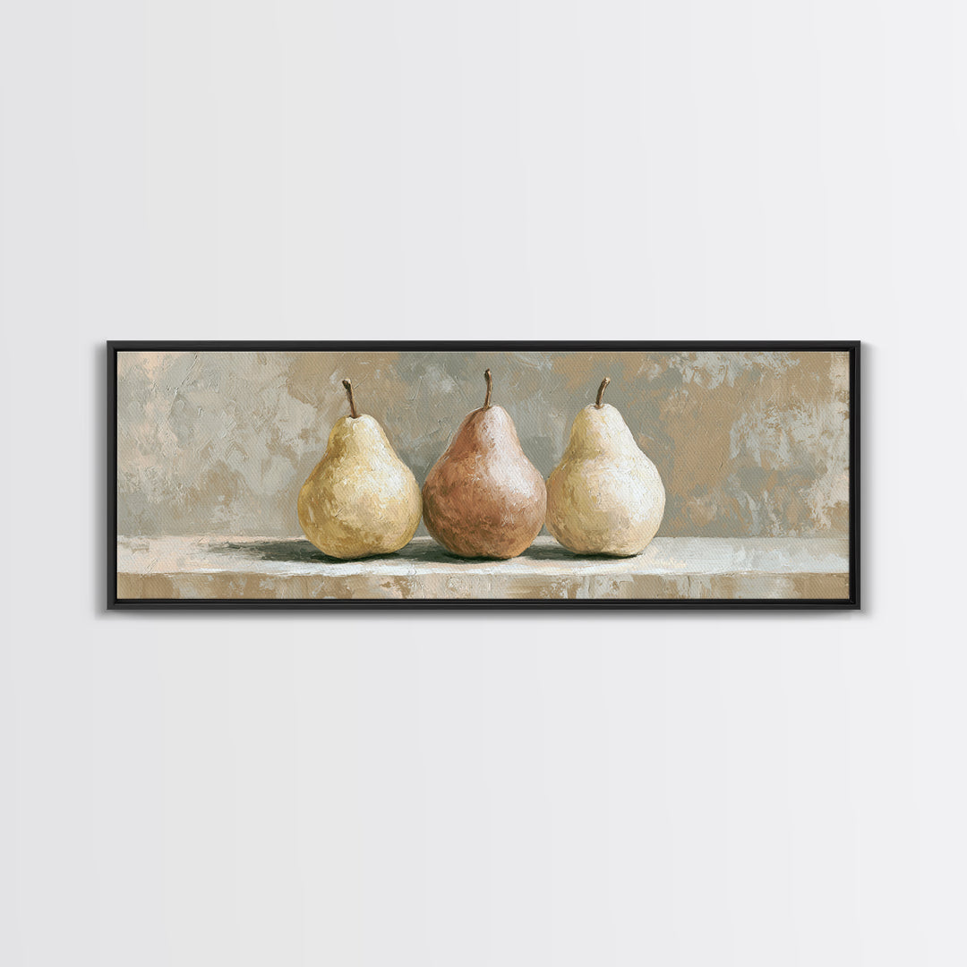 Classic Pear Still Life for Cozy Hospitality Framed Canvas Print, Guest Bedroom Art, Funky Wall Art, Bedroom Decor, Guest, GBA-3x1-12