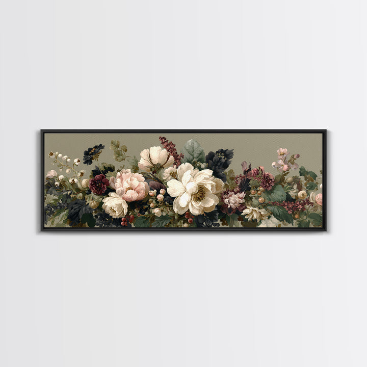 Welcoming Wildflower Bouquet Framed Canvas Print, Guest Bedroom Art, Set of 3 Wall Art, Bedroom Decor, Watercolor Art, Guest, GBA-3x1-17
