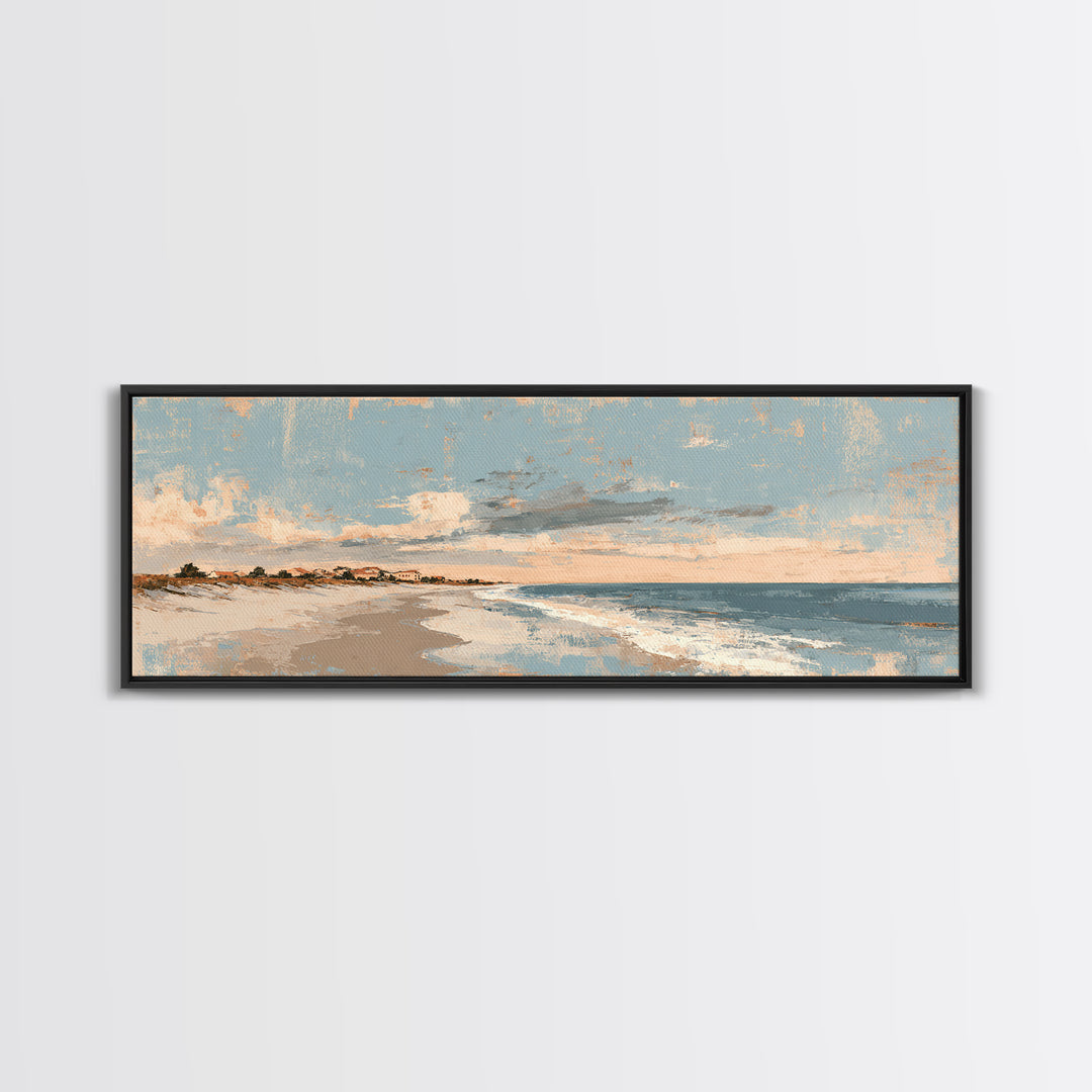 Coastal Dunes in Pale Blue and Sand Canvas Print, Guest Bedroom Art, Living Room Wall Art, Bedroom Decor, Fine Art, Guest, GBA-3x1-21