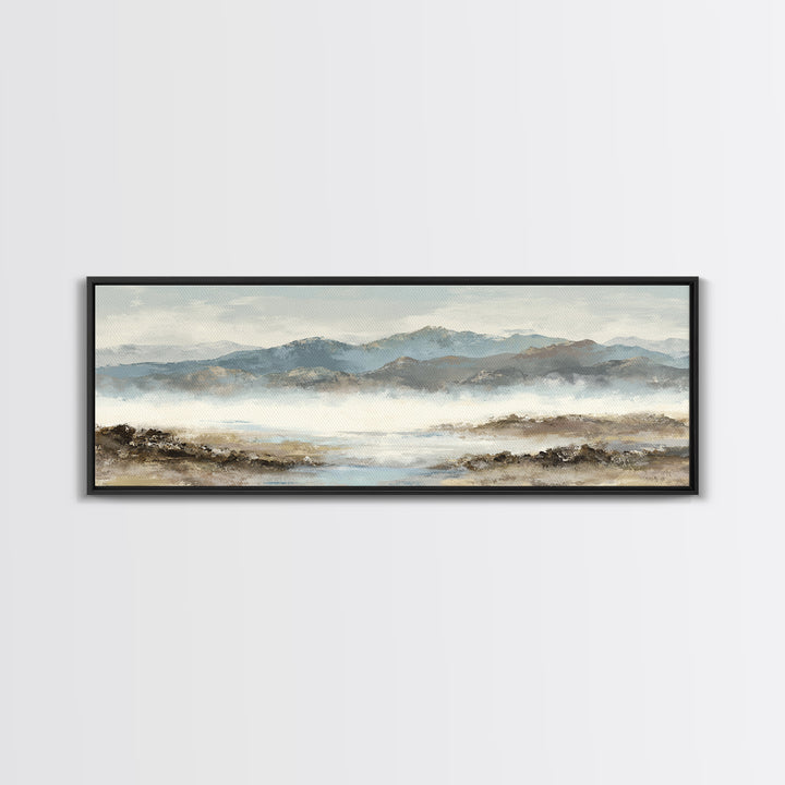 Soft Mountain Horizon Framed Canvas Print, Guest Bedroom Art, Boho Decor, Bedroom Decor, Fine Art, Guest, Digital Prints, GBA-3x1-23