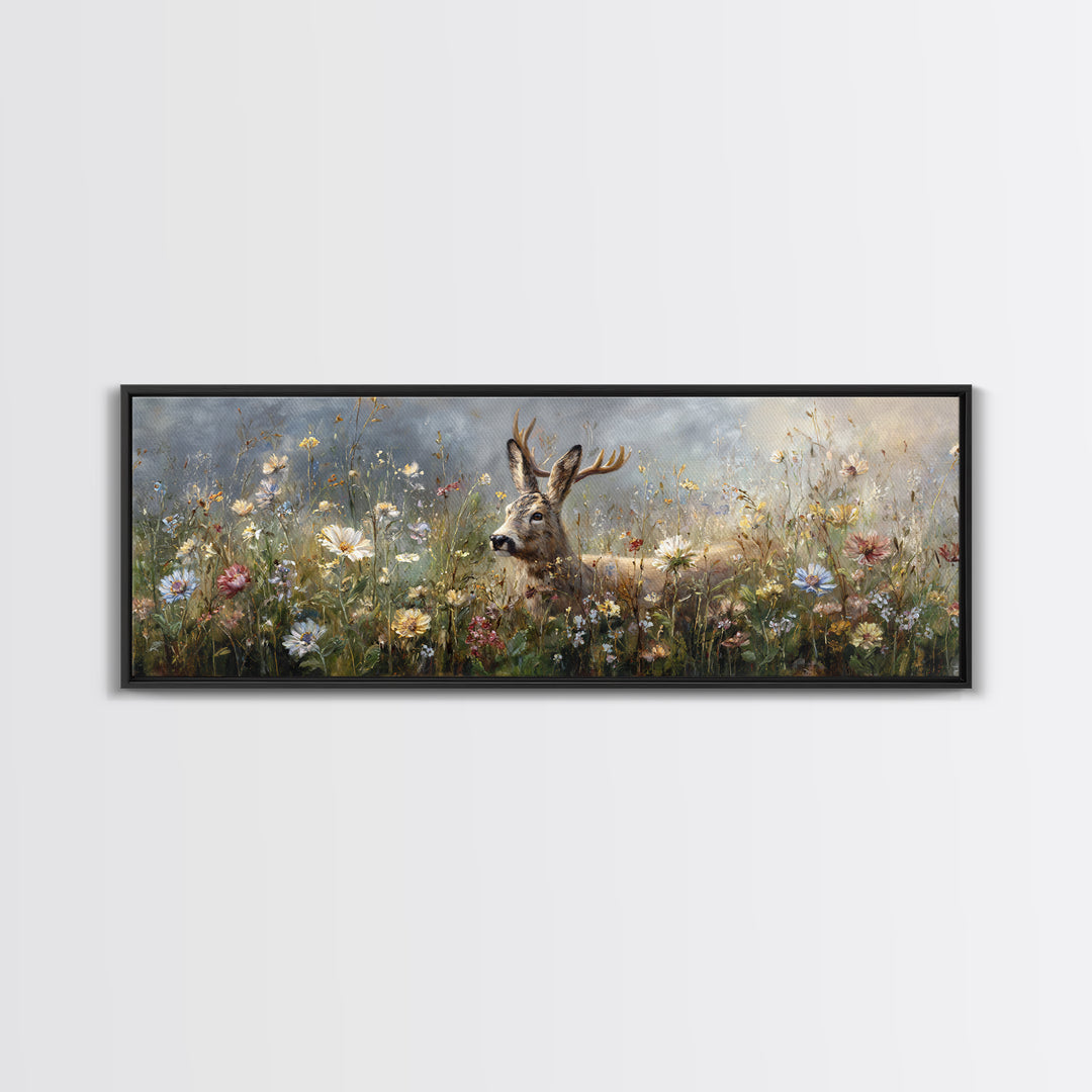 Sunlit Meadow with Delicate Flowers Canvas Print, Guest Bedroom Art, Luxury Decor, Bedroom Decor, Fine Art, Guest, Home, GBA-3x1-31