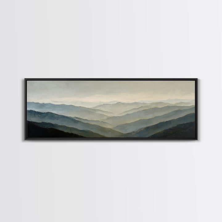 Soft Mountain Horizon Framed Canvas Print, Guest Bedroom Art, Wall Decor, Bedroom Decor, Fine Art, Guest, Living Room Decor, GBA-3x1-47