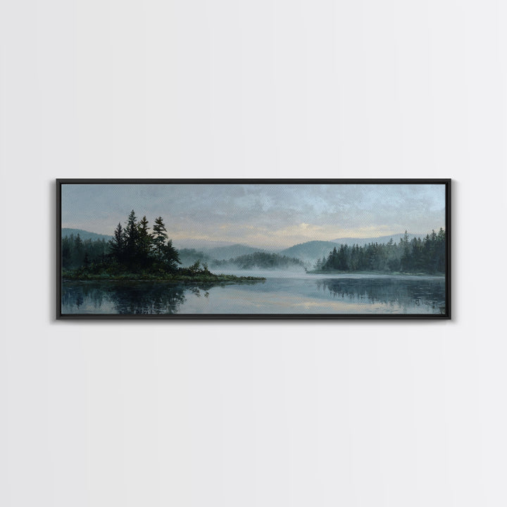 Quiet Lake Landscape at Early Morning Canvas Print, Guest Bedroom Art, Farmhouse Decor, Bedroom Decor, Fine Art, Guest, GBA-3x1-66